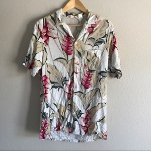 Vtg Frankenstein Hawaiian Floral Shirt
